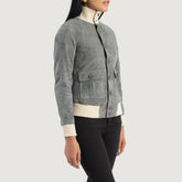 Pakian Grey Suede Bomber Jacket